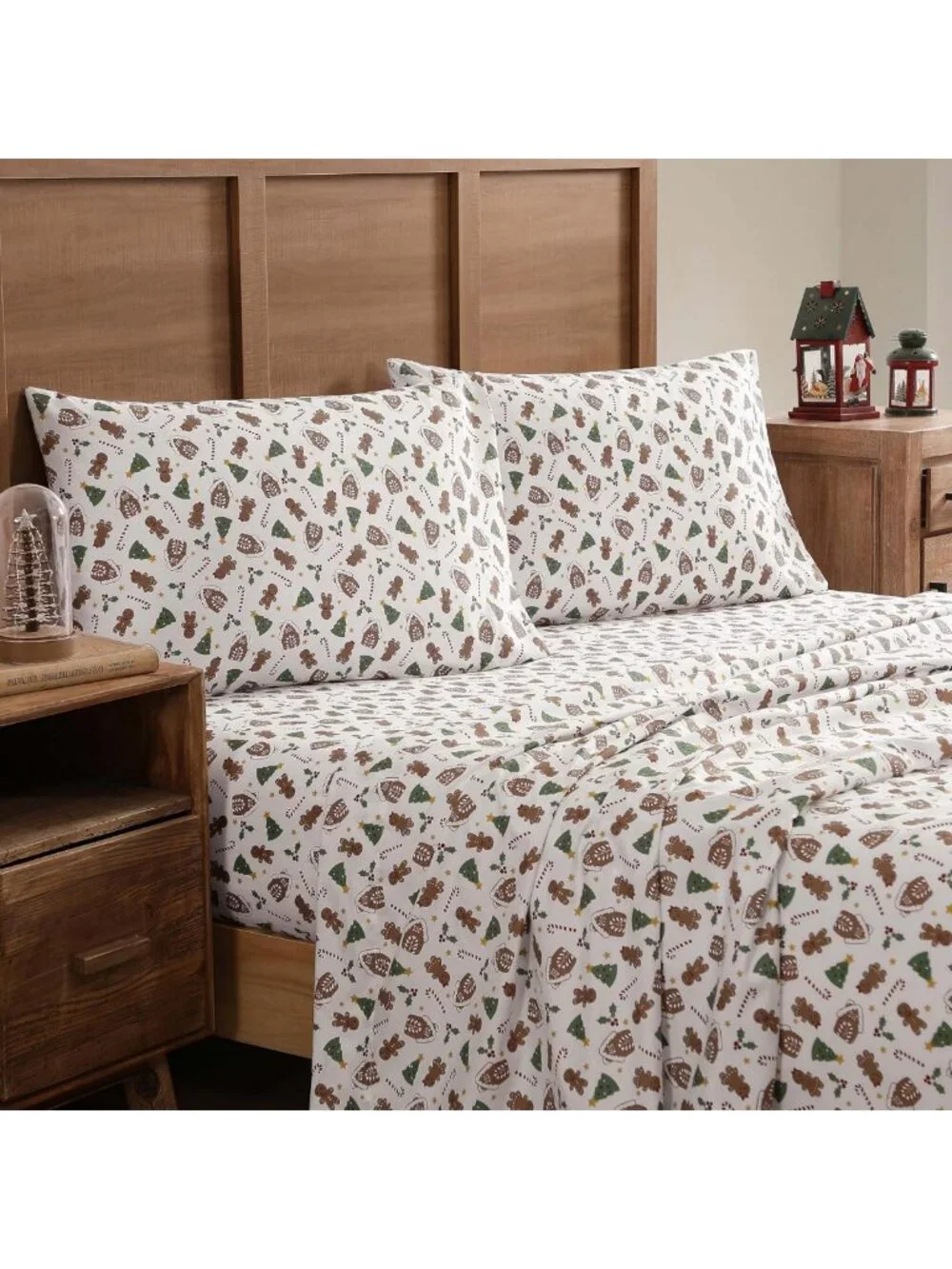 Cozy Gingerbread King Sheet Set - 4-Piece Microfiber, Deep Pocket Bedding